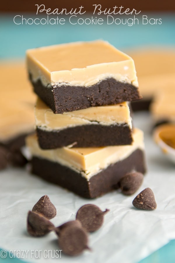 Peanut Butter Chocolate Cookie Dough Bars by Crazy For Crust