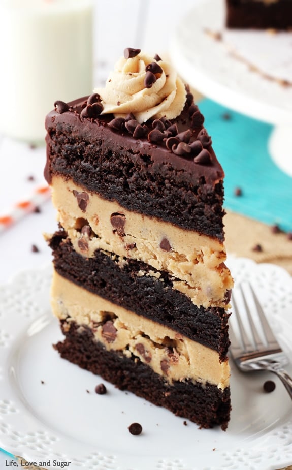 Peanut Butter Cookie Dough Brownie Layer Cake from Life, Love, and Sugar | Friday Favorites at www.andersonandgrant.com