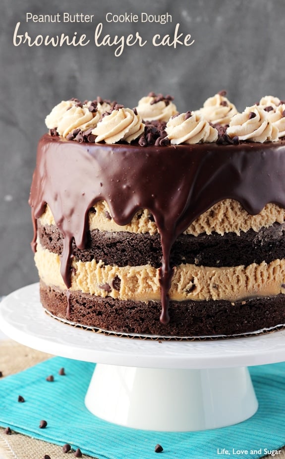 Peanut Butter Cookie Dough Brownie Layer Cake