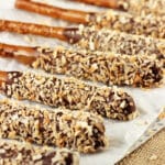 Samoa Pretzel Sticks on wax paper