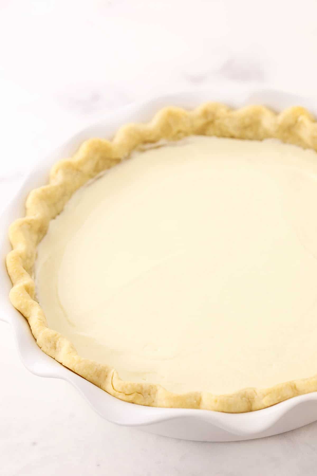 step 6 - cream filling spread evenly in pie crust