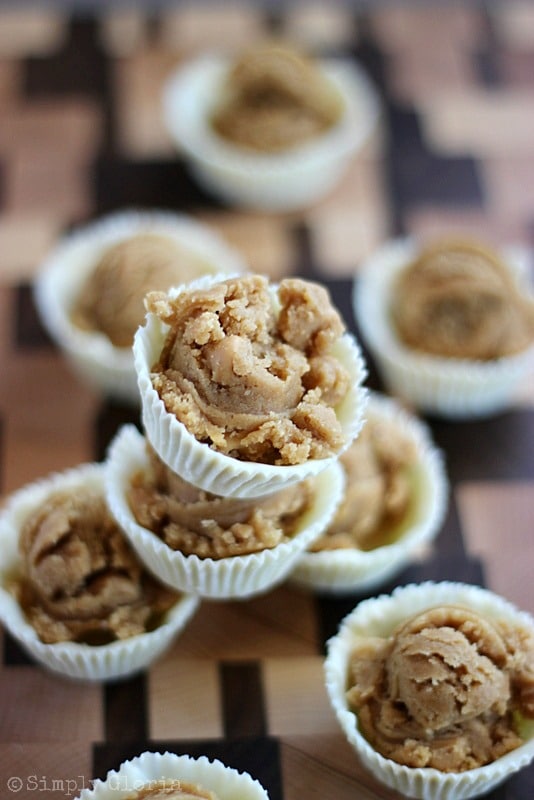 White Chocolate Peanut Butter Cookie Dough Cups by Simply Gloria