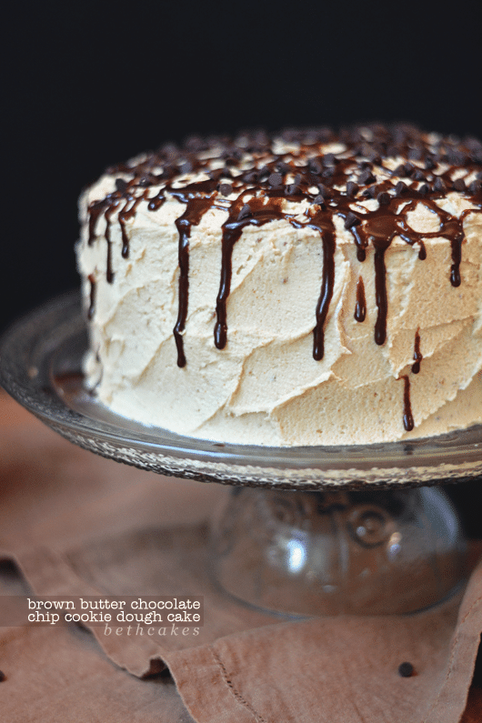 Brown Butter Chocolate Chip Cookie Dough Cake by Beth Cakes