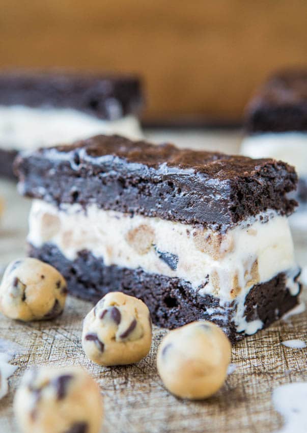 Fudgy Brownie Cookie Dough Ice Cream Sandwiches by Averie Cooks