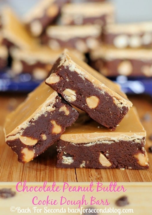 Chocolate Peanut Butter Cookie Dough Bars by Back For Seconds