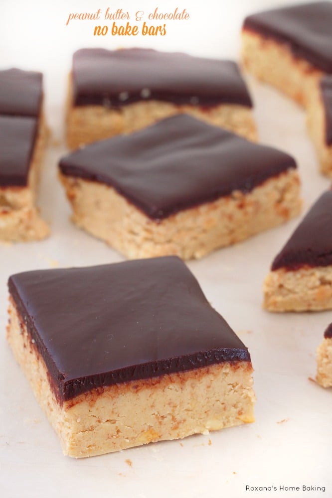 No Bake Peanut Butter and Chocolate Bars by Roxana's Home Baking