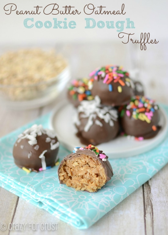 Peanut Butter Oatmeal Cookie Dough Truffles by Crazy For Crust