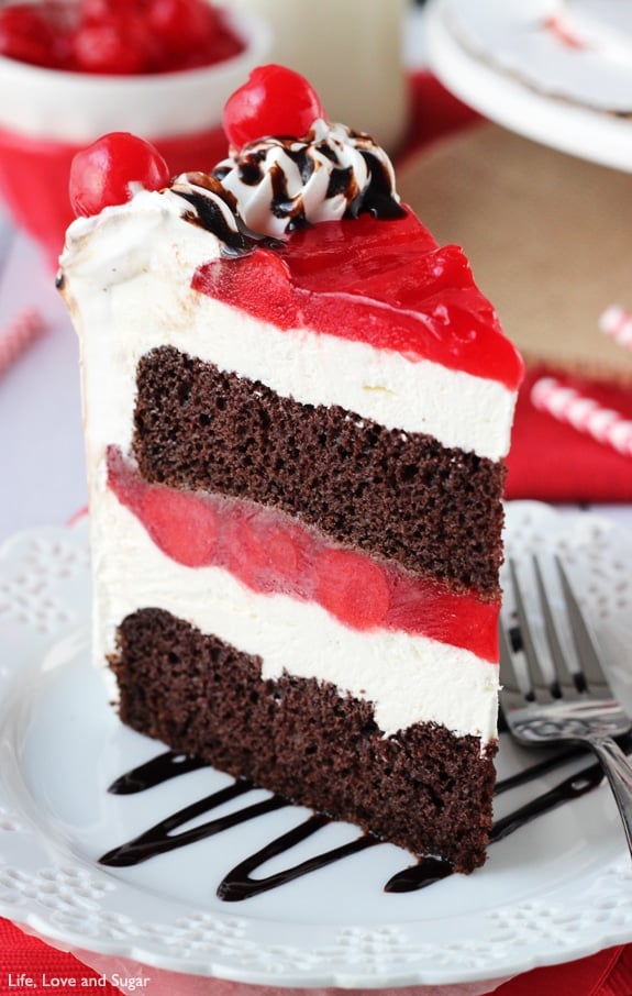 Image of a Slice of Black Forest Ice Cream Cake
