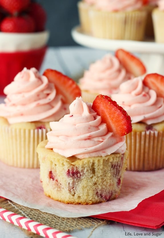 Fresh Strawberry Cupcakes - Life Love and Sugar