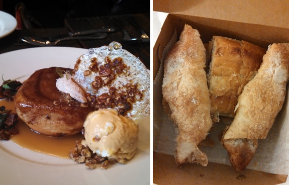 A Plate of Sweet Potato Ice Cream Next to a Box of Guava & Cheese Pastries