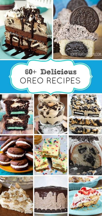 11 photo collage of Oreo desserts with text overlay for Pinterest.