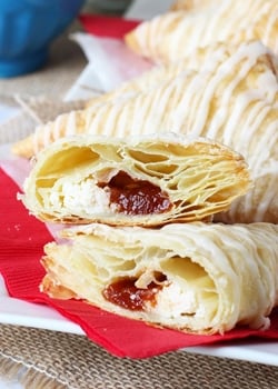 Guava and Cheese Pastries showing filling
