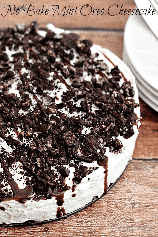 No-Bake-Mint-Oreo-Cheesecake-Oreo-crust-piled-with-light-and-fluffy-cheesecake-flavored-with-mint-and-topped-with-crushed-Oreos-and-chocolate-syrup-