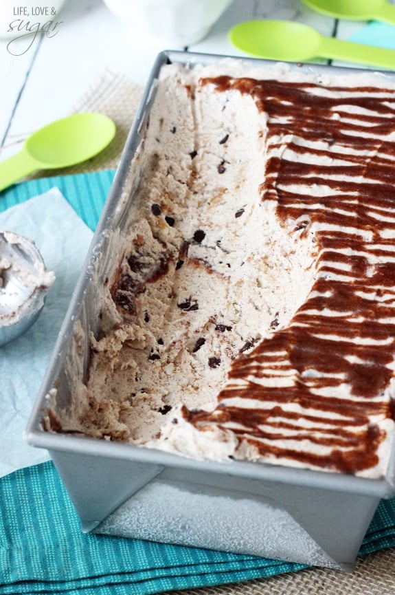 Oatmeal Chocolate Chip Cookie Ice Cream in a pan