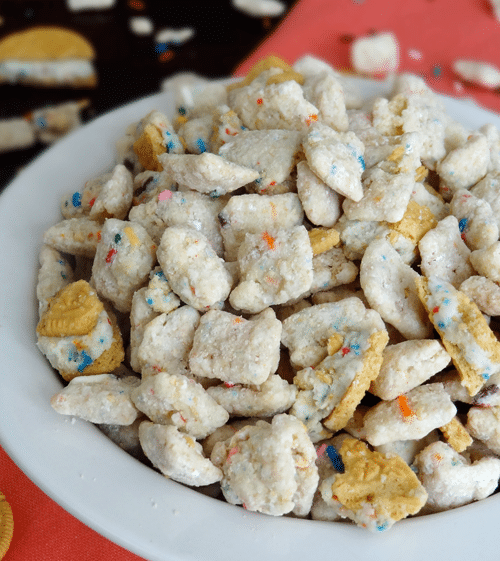 Golden Birthday Cake Oreo Puppy Chow