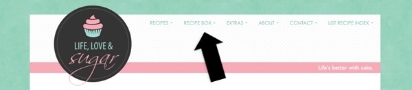 Ziplist Instructions with an Arrow Pointing to the Recipe Box