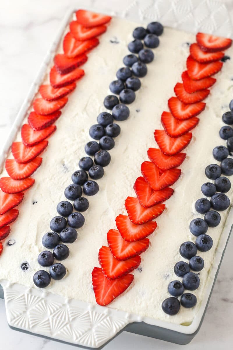 finished and decorated berry icebox cake