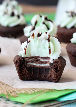 Mint Chocolate Cookie Cups with bite taken out