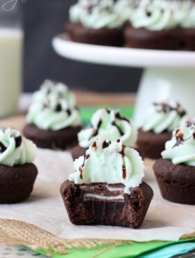 Mint Chocolate Cookie Cups with bite taken out