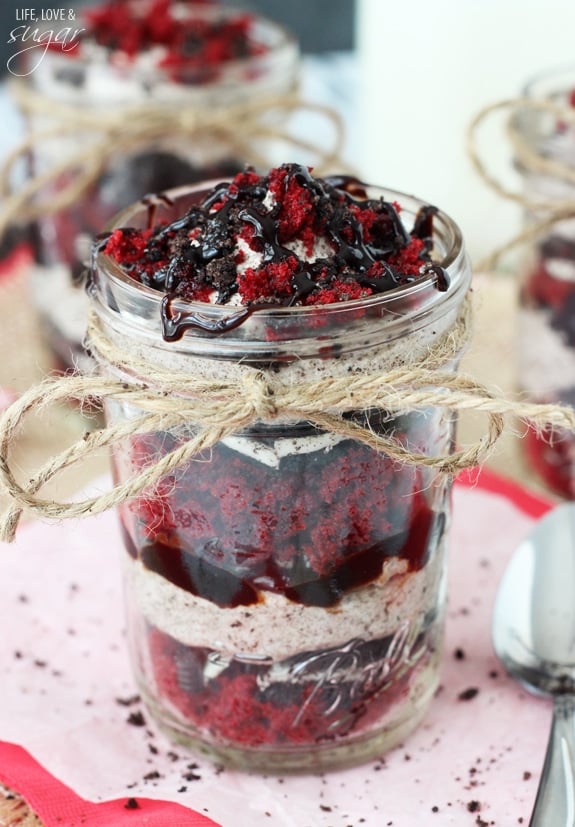 Red Velvet Oreo Trifle in a Jar