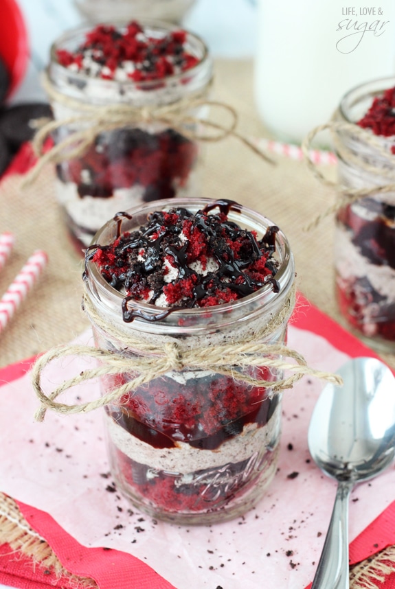 Red Velvet Oreo Trifle in a Jar