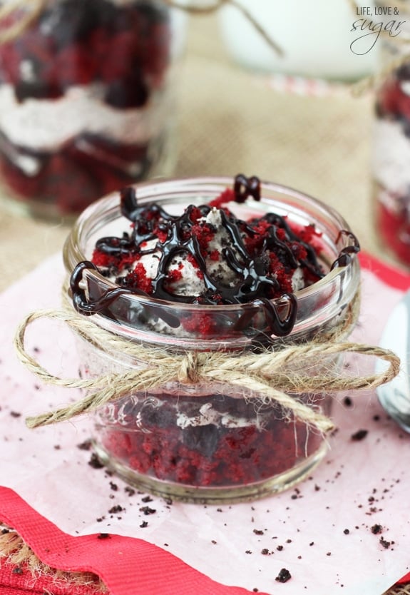 Red Velvet Oreo Trifle in a Jar