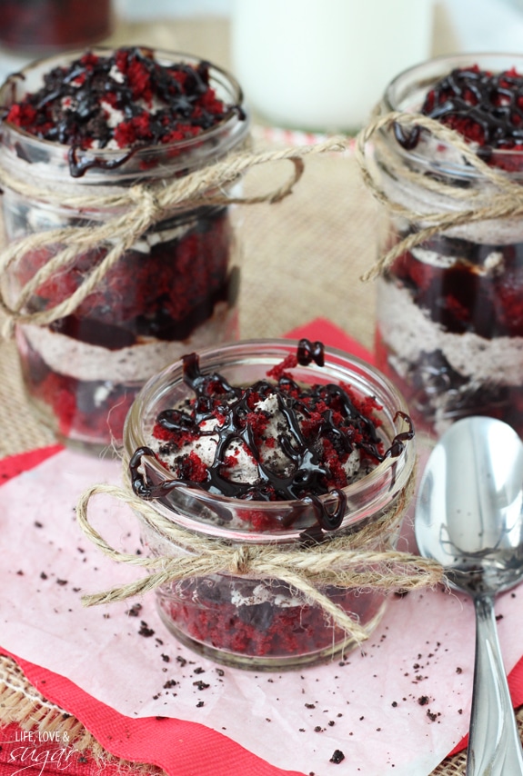 Red Velvet Oreo Trifle in a Jar