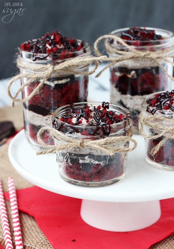 Red Velvet Oreo Trifle in a Jar