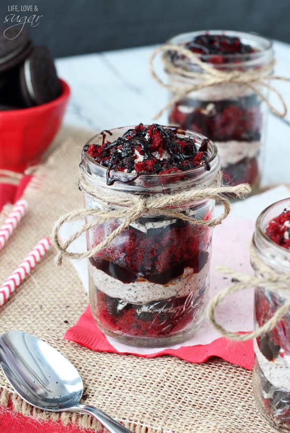 Red Velvet Oreo Trifle in a Jar