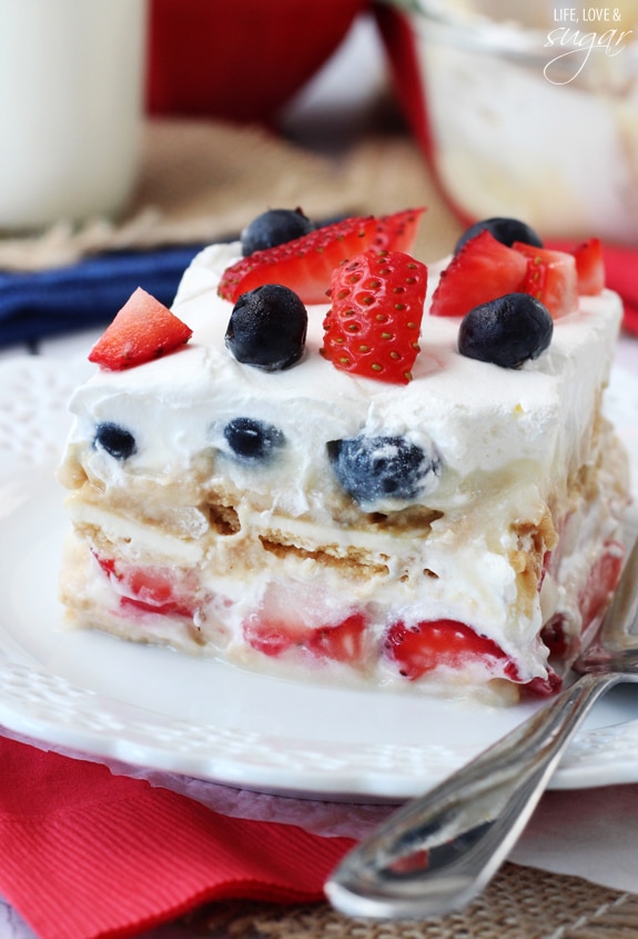 Strawberry and Blueberry Cheesecake Icebox Cake