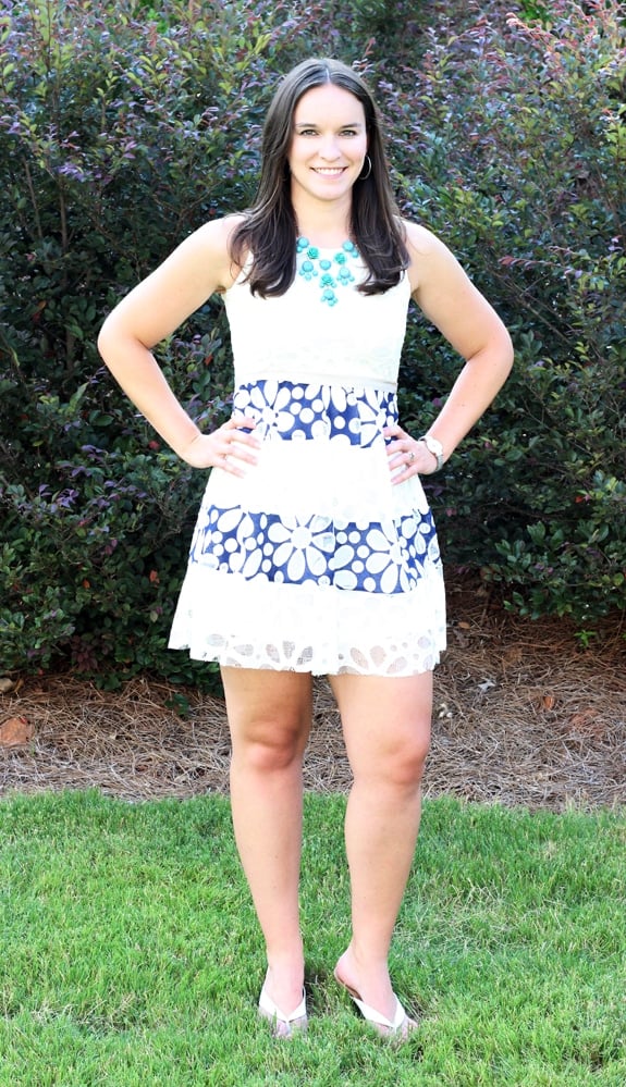 Lindsay Showing Off Her Blue & White Dress From Stitch Fix