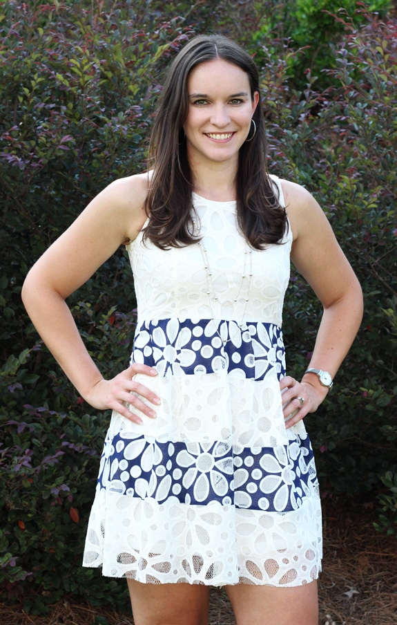 Lindsay Models her New White and Blue Sundress