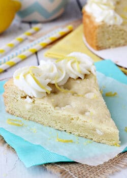 Lemon Cookie Cake slice on wax paper