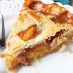 Peach Pie slice on white plate