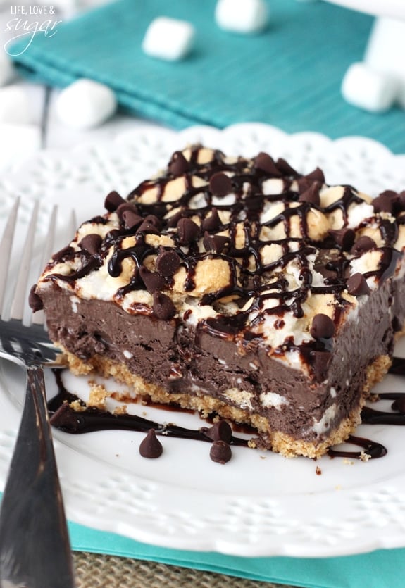 A Smores Ice Cream Bar on a white plate