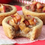 Caramel Apple Cookie Cups with bite out