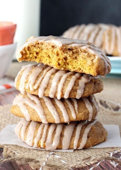 A stack of Pumpkin Cookies with Cinnamon Glaze