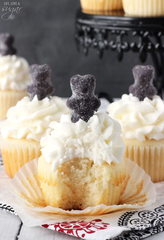 Anise Licorice Cupcakes with a bite out of one