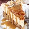 Caramel Apple Blondie Cheesecake slice on a plate