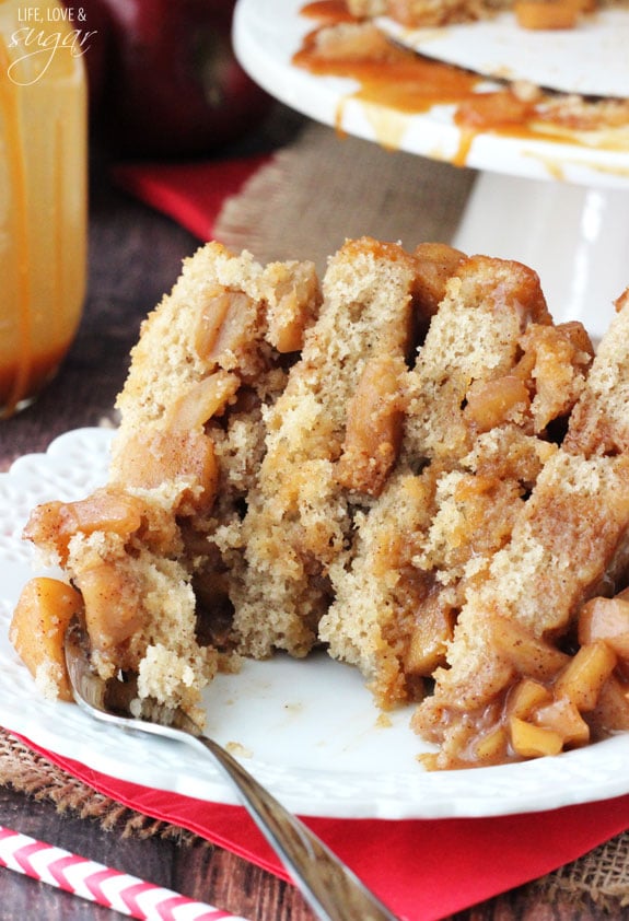 Caramel Apple Layer Cake slice on a plate