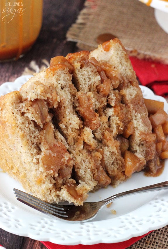 Caramel Apple Layer Cake slice on a plate