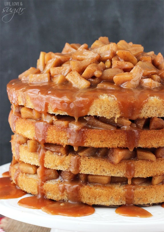 Caramel Apple Layer Cake on a white plate