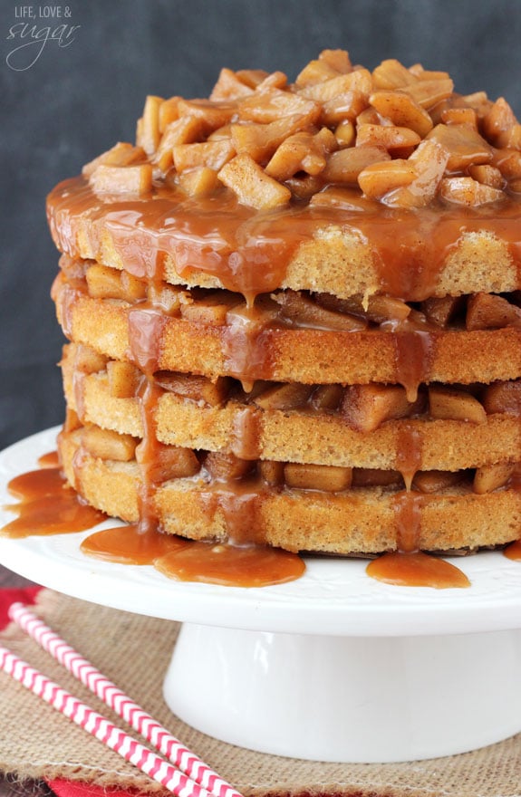 Caramel Apple Layer Cake on a white plate