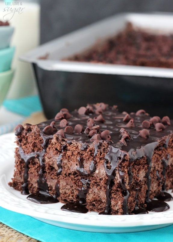 Death by Chocolate Icebox Cake slice on a plate