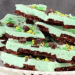 Mint Chocolate Brownie Brittle Bark in white bowl
