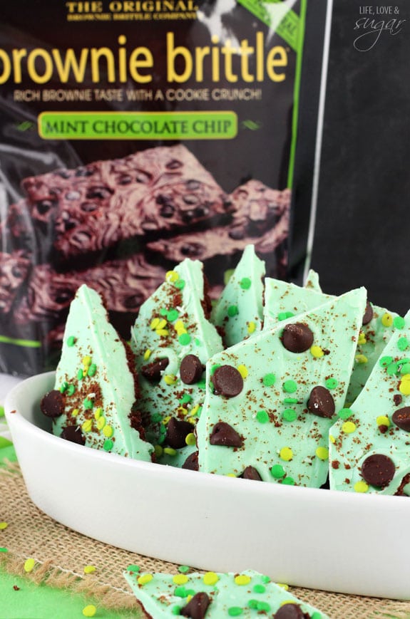 Mint Chocolate Brownie Brittle Bark in a bowl