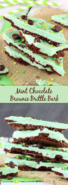 Mint Chocolate Brownie Brittle Bark collage