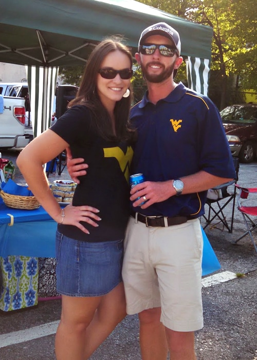 Lindsay and Ian Posing Together at the Alabama Football Game Tailgate