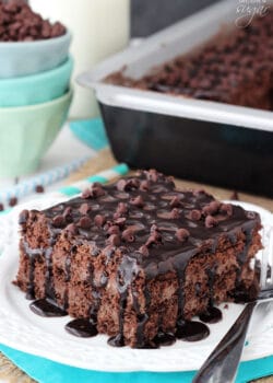 Death By Chocolate Icebox Cake slice on white plate close up