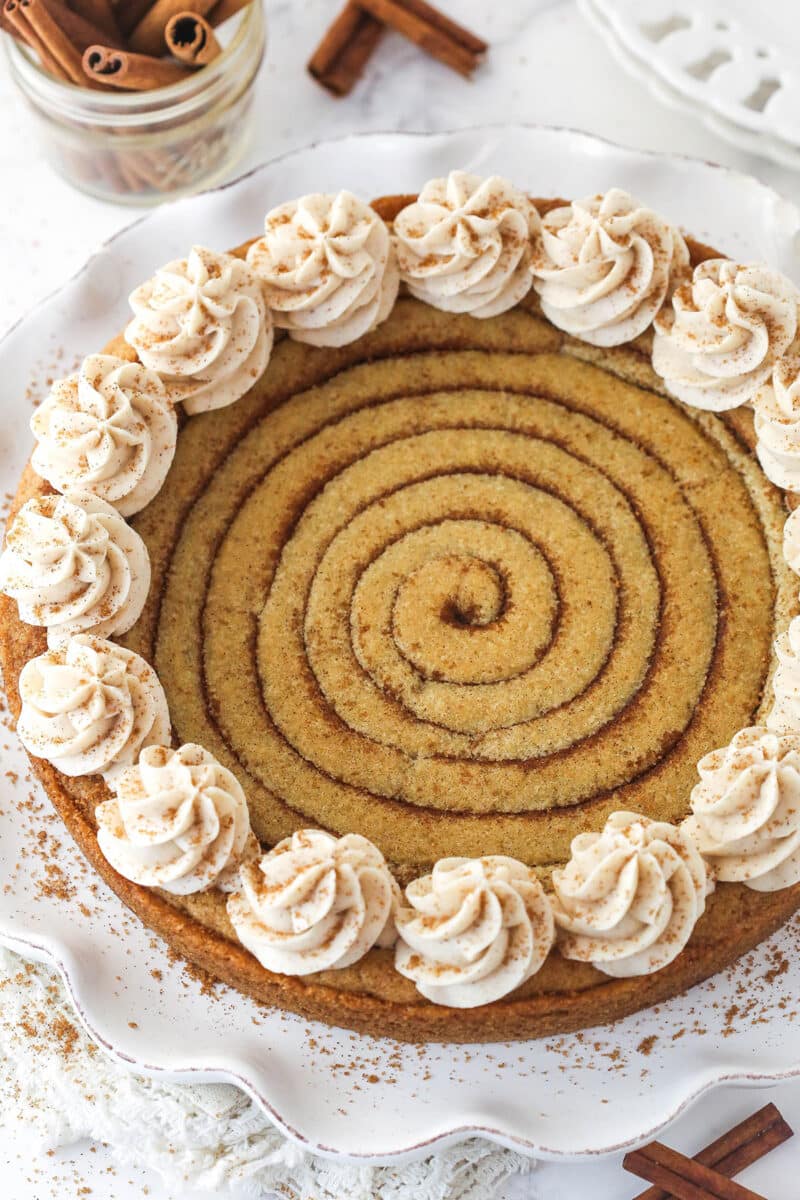 Cinnamon Roll Cookie Cake | Life Love and Sugar